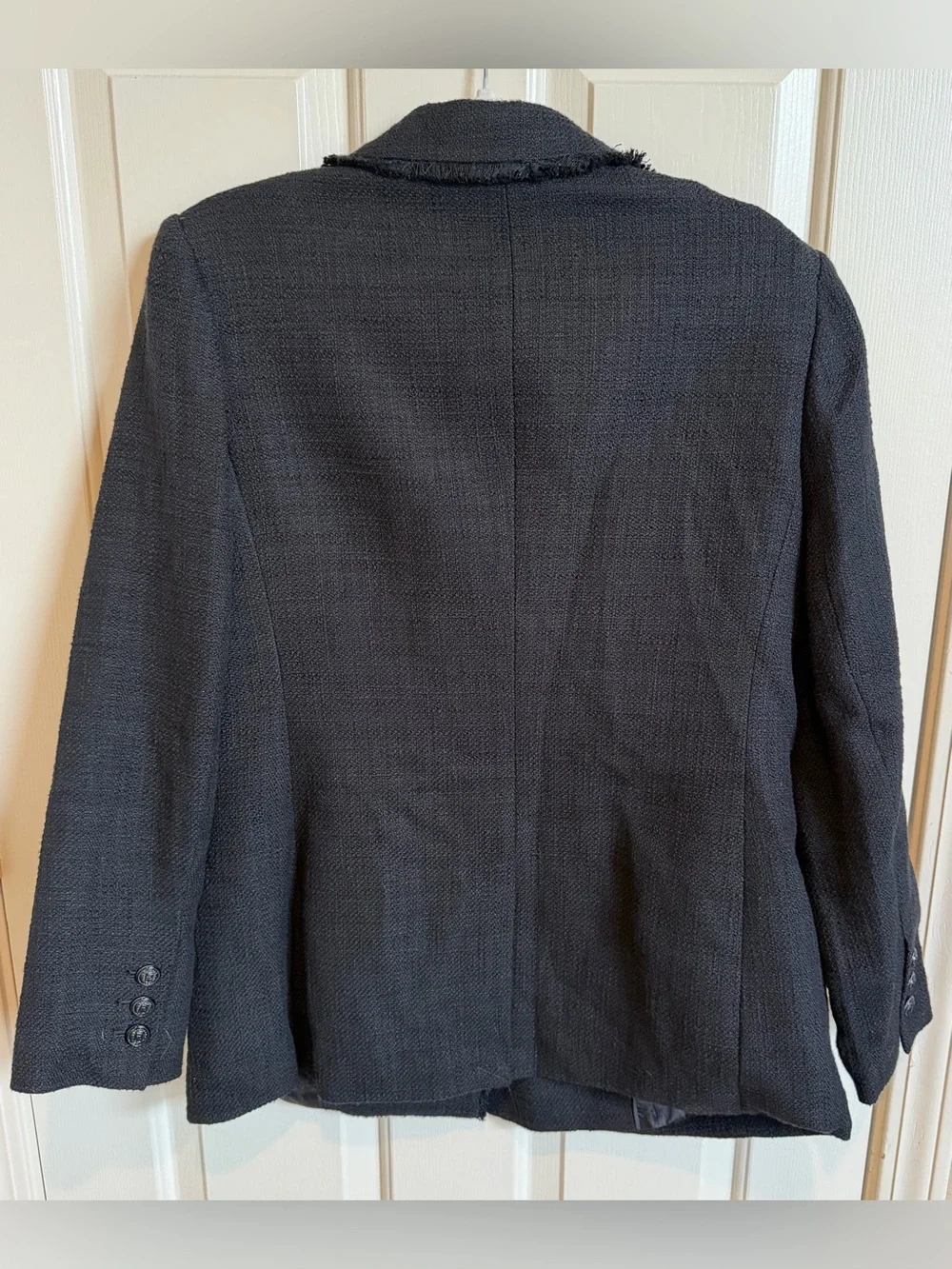 Karl Lagerdield Black Tweed Women's Tailored Blazer Jacket Size 12
